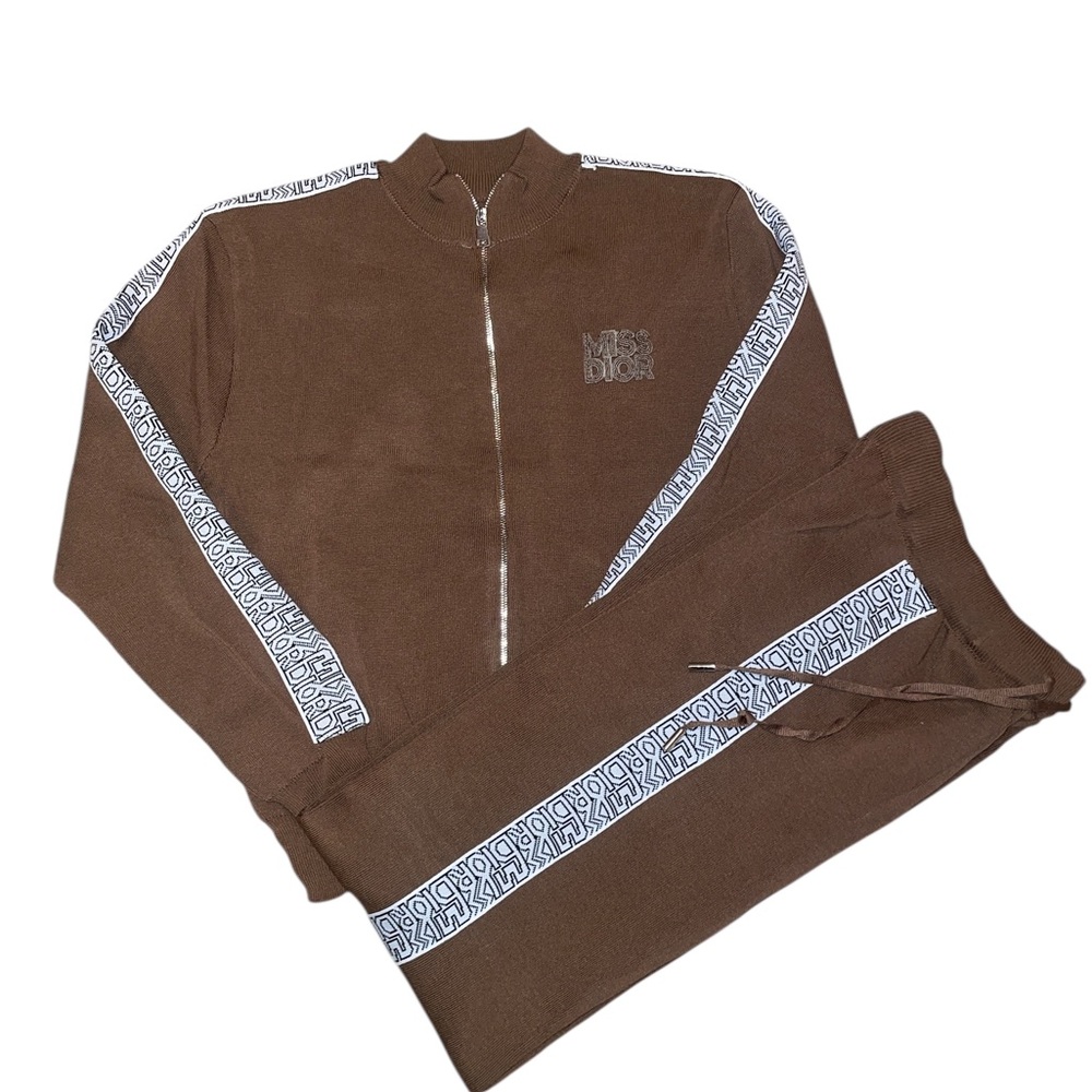 Dior Brown Track Pants & Joggers with White Accents